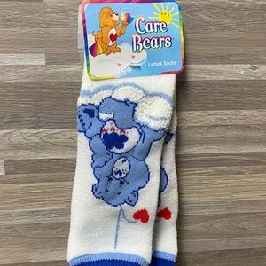 Care Bears Grumpy bear Blue and White Socks vintage Pom Pom socks non skid socks